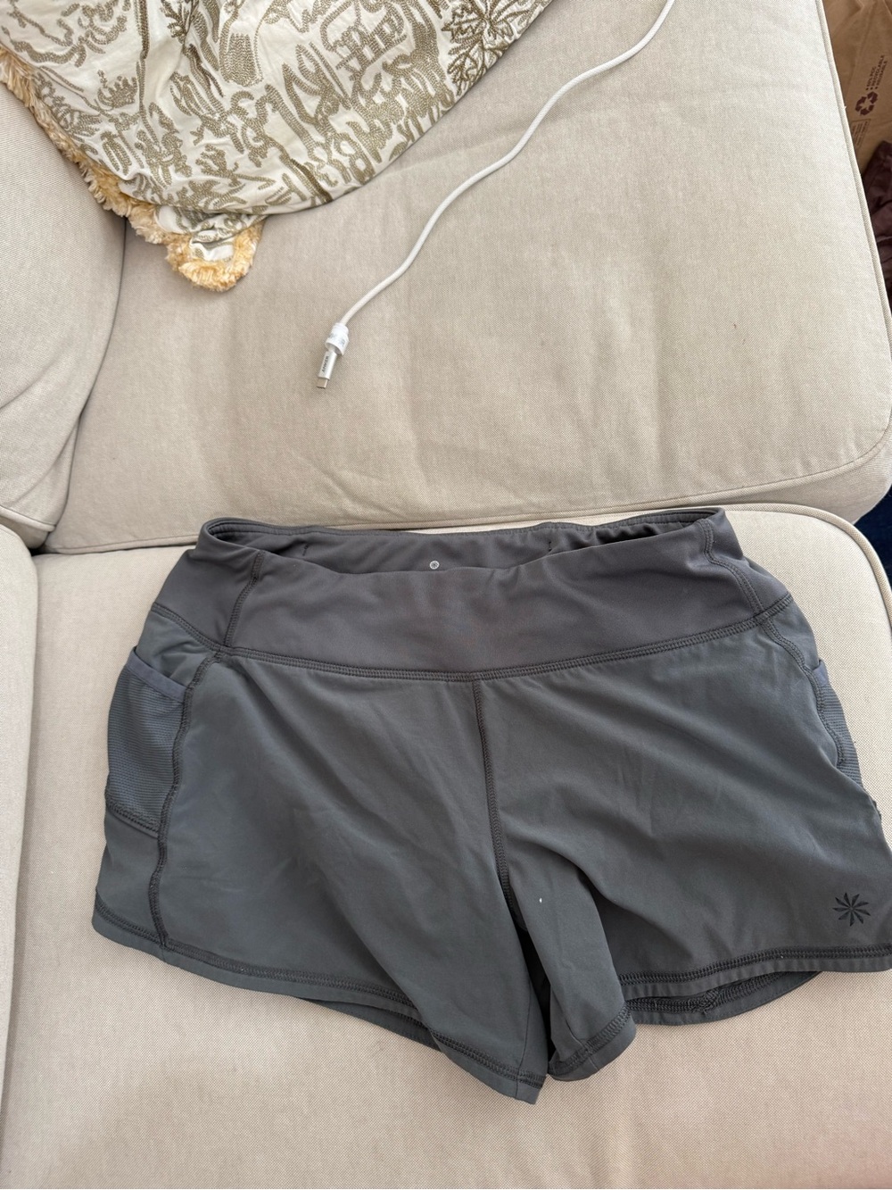 Athleta Gray Athletic Shorts with Mesh Panels